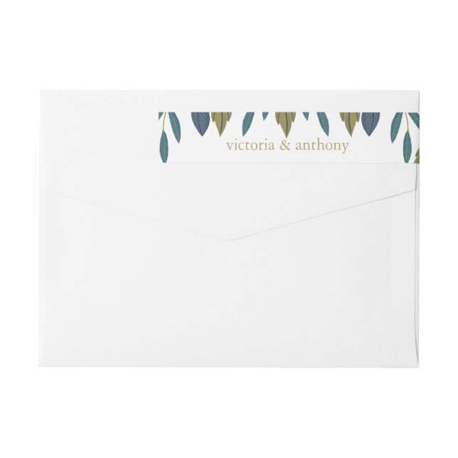 Bande Pour Adresse De Retour Mariage floral feuille rustique (Dos)