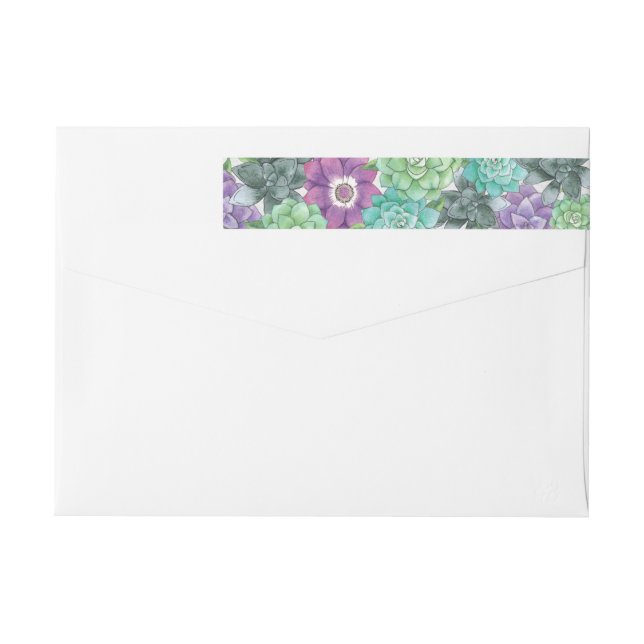 Bande Pour Adresse De Retour Mariage floral Succulent | Lavande (Dos)