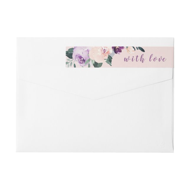 Bande Pour Adresse De Retour Mariage floral violet botanique florissant (Dos)