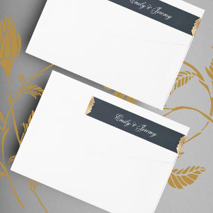 Bande Pour Adresse De Retour Mariage Gatsby bleu marine
