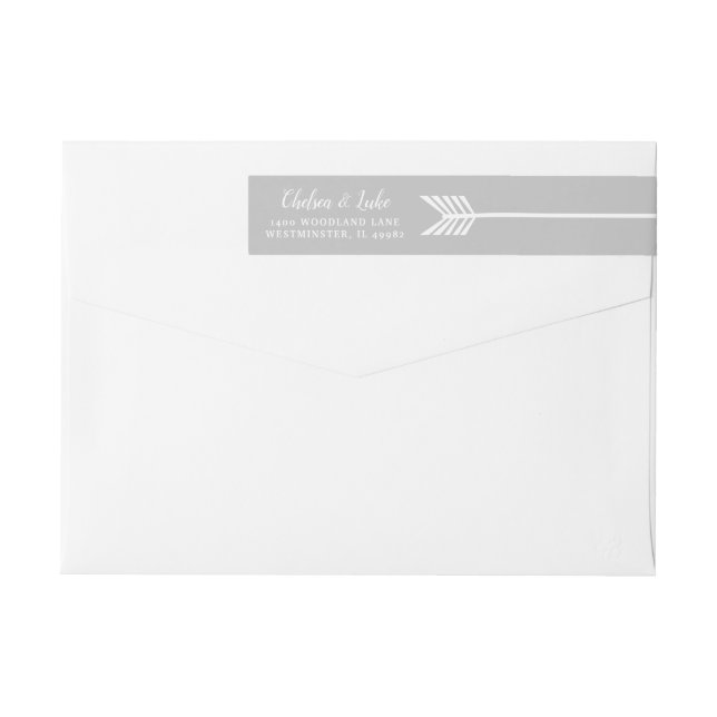 Bande Pour Adresse De Retour Mariage gris de flèche (Dos)