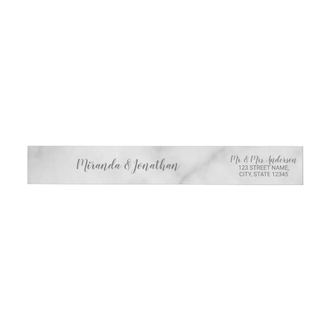 Bande Pour Adresse De Retour Mariage Marbre blanc élégant (Individuel)