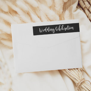 Bande Pour Adresse De Retour Mariage Moderne Écriture au Pinceau Noir