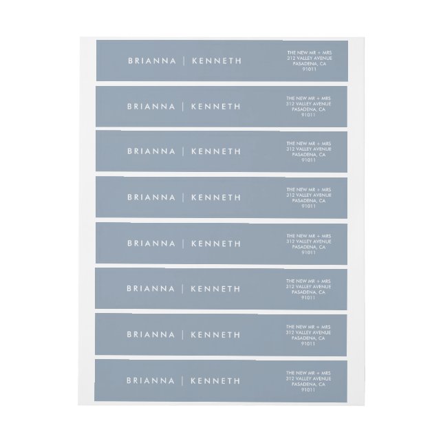 Bande Pour Adresse De Retour Mariage moderne simple Dusty Blue (Feuille)