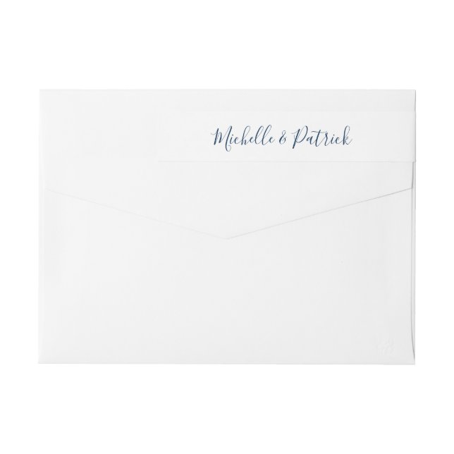 Bande Pour Adresse De Retour Marine Blue White Mariage d'écriture manuscrite Ad (Dos)