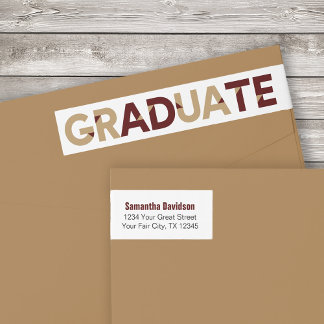 Bande Pour Adresse De Retour Maroon Gold Big Bold Angle-Cut Lettres Graduation