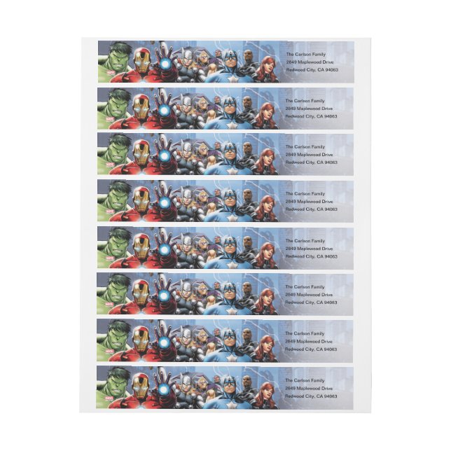Bande Pour Adresse De Retour Marvel | Avengers - Anniversaire (Feuille)