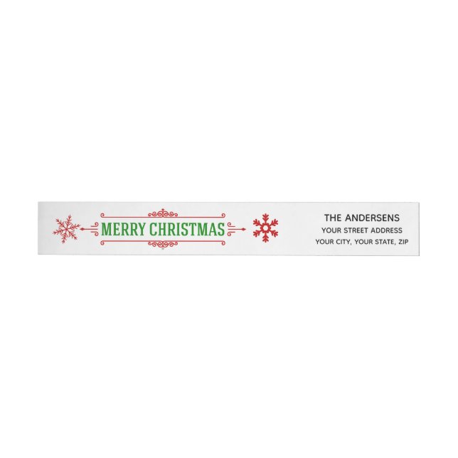 Bande Pour Adresse De Retour Merveilleux Enveloppement de Noël autour du Étique (Individuel)