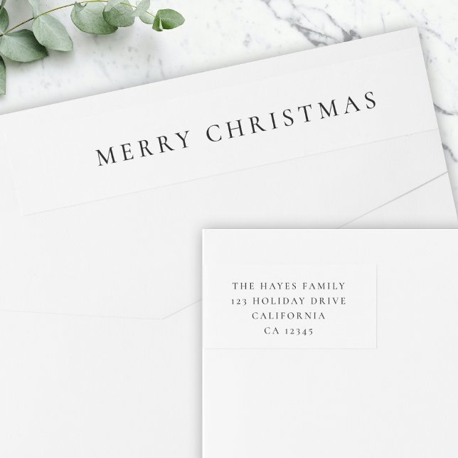 Bande Pour Adresse De Retour Minimal Simple White Christmas Adresse de retour (Créateur téléchargé)