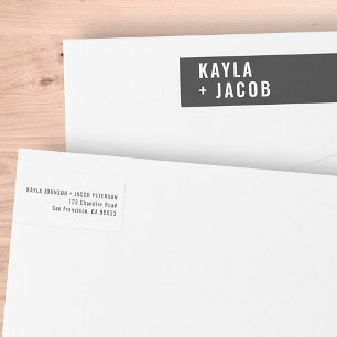 Bande Pour Adresse De Retour Moderne + Minimaliste Adresse de retour Mariage