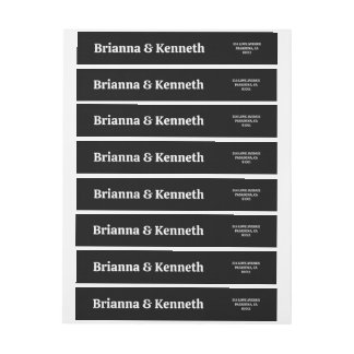 Bande Pour Adresse De Retour Moderne Simple Bold Mariage noir et blanc