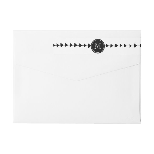 Bande Pour Adresse De Retour Monogramme aztèque blanc noir de flèches (Dos)