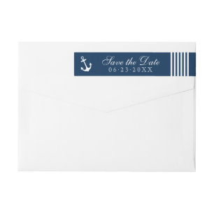Bande Pour Adresse De Retour Nautical Navy Ancre Mariage Enregistrer la Date