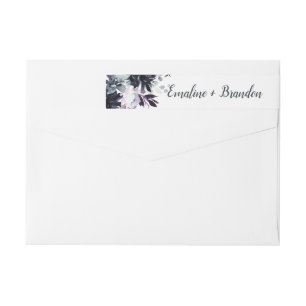 Bande Pour Adresse De Retour Nocturne Floral Marine Aquarelle Monogramme Mariag