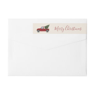 Bande Pour Adresse De Retour Noël vintage Red Truck