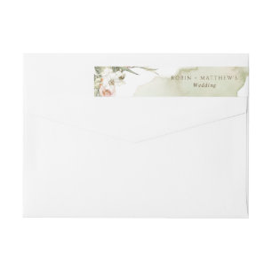 Bande Pour Adresse De Retour Palmier séché Feuille Floral Vert Aquarelle, Maria