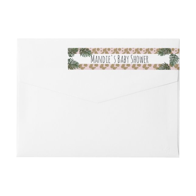 Bande Pour Adresse De Retour Palmiers de verdure tropicale faux confettis paill (Dos)