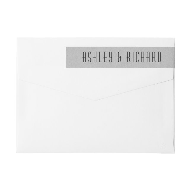 Bande Pour Adresse De Retour Papier rustique gris mariage enveloppé autour étiq (Dos)