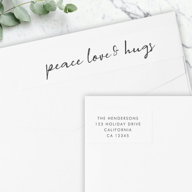 Bande Pour Adresse De Retour Peace Love and Hugs | minimum White Christmas (Créateur téléchargé)