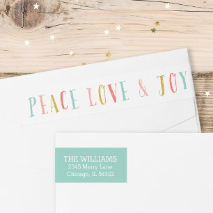 Bande Pour Adresse De Retour Peace Love and Joy Holiday Retourner l'adresse Éti