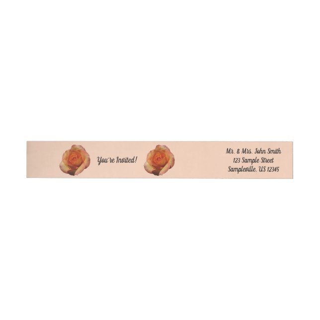 Bande Pour Adresse De Retour Peach Rose Orange Floral Photographie (Individuel)