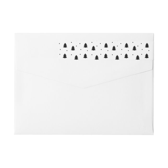 Bande Pour Adresse De Retour Pins de Noël noirs et blancs (Dos)