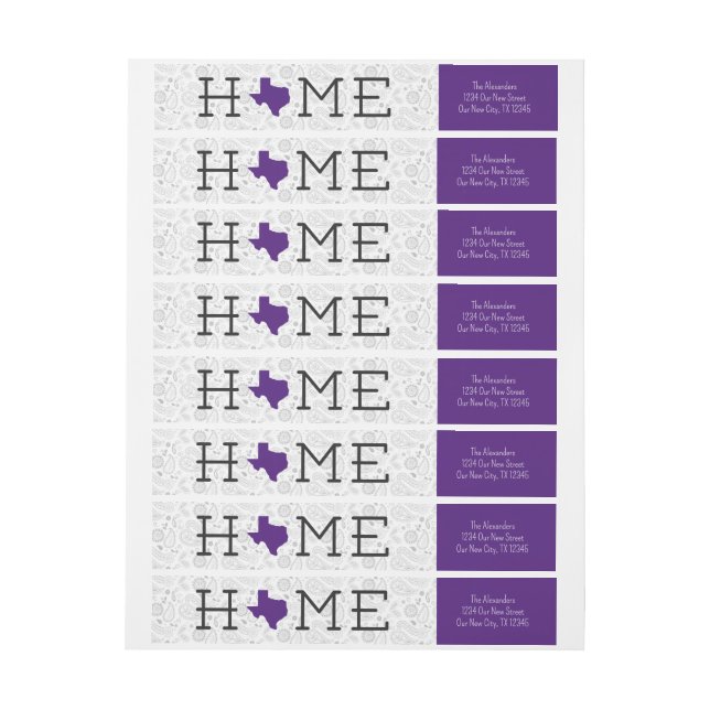 Bande Pour Adresse De Retour Purple HOME Texas (Feuille)