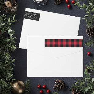 Bande Pour Adresse De Retour Red et Black Buffalo Plaid Holiday Adresse de reto