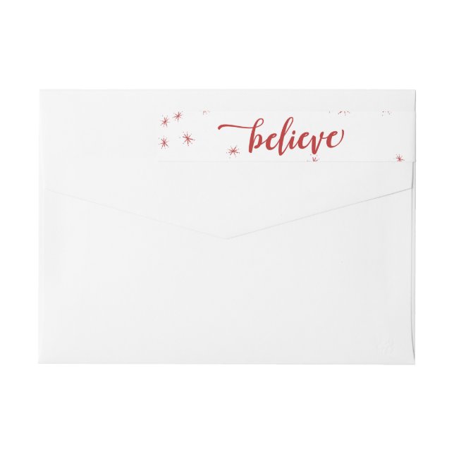 Bande Pour Adresse De Retour Red & White Sparkle Believe Holiday (Dos)
