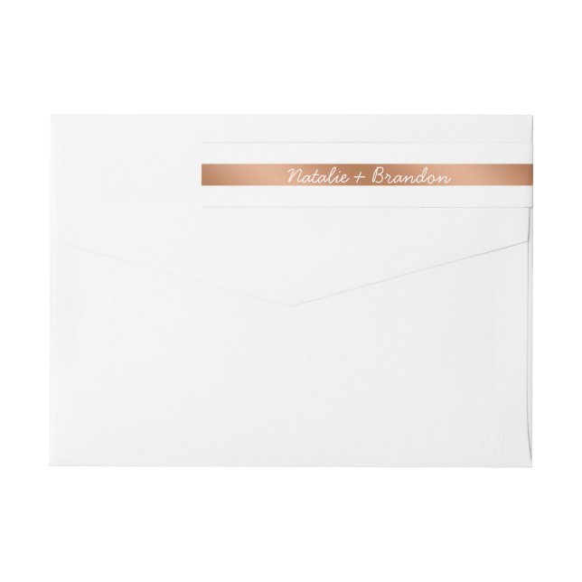 Bande Pour Adresse De Retour Rose moderne Gold Foil raypes Monogram Mariage (Dos)