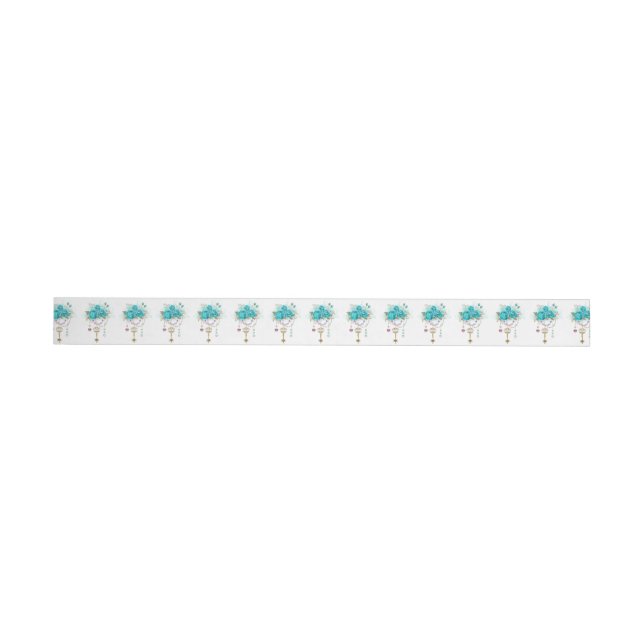 Bande Pour Adresse De Retour Roses turquoise avec touches (Individual)