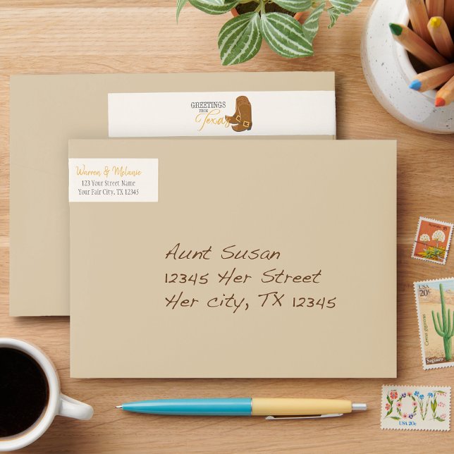 Bande Pour Adresse De Retour Salutations Du Texas (Créateur téléchargé)