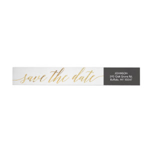 Bande Pour Adresse De Retour Script de calligraphie Faux Gold Foil Retour Adres