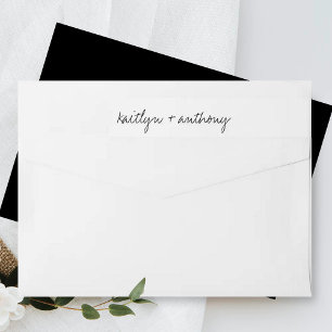 Bande Pour Adresse De Retour Script noir et blanc moderne Mariage minimaliste