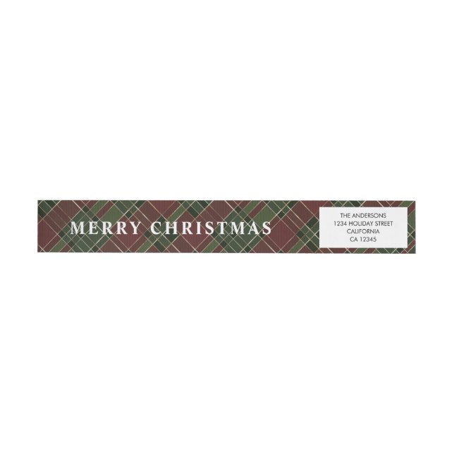 Bande Pour Adresse De Retour Simple minimaliste rouge et vert Plaid Noël (Individuel)
