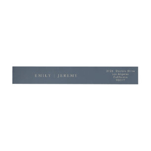 Bande Pour Adresse De Retour Simple Navy Blue Modern Calligraphy Mariage