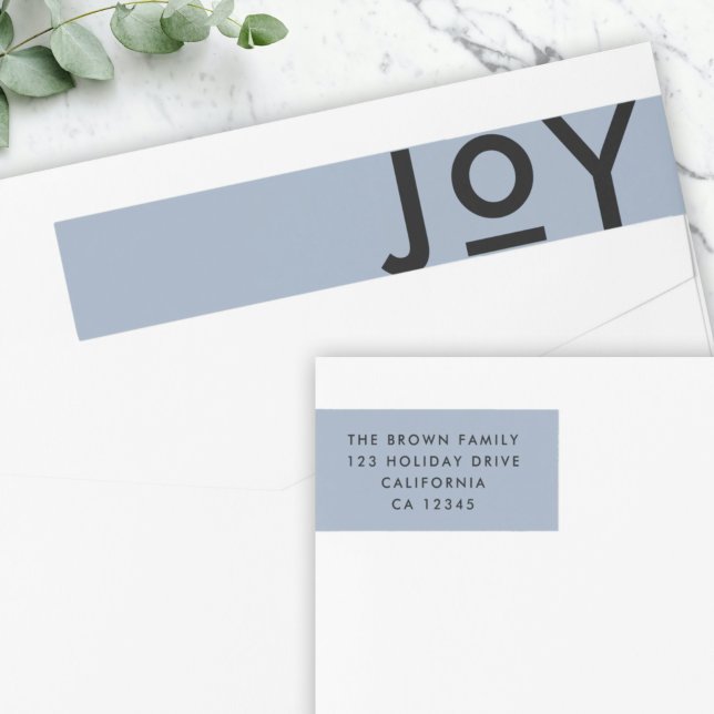 Bande Pour Adresse De Retour Smoke Blue Joy Minimaliste Moderne Adresse de Noël (Créateur téléchargé)