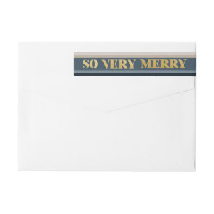 Bande Pour Adresse De Retour So Very Merry Blue Taupe Stripes Adresse de retour