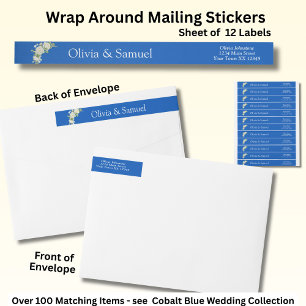 Bande Pour Adresse De Retour Stickers de courrier, Cobalt Blue & White Roses