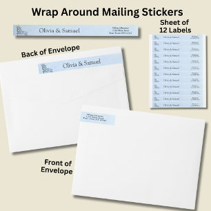 Bande Pour Adresse De Retour Stickers Mailing, Set Peony Bleu,