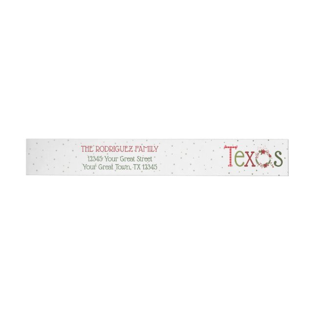 Bande Pour Adresse De Retour Texas Patterned Letters and Poinsettia Wreath (Individuel)
