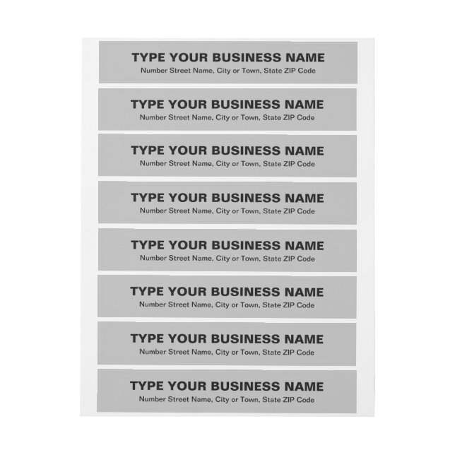 Bande Pour Adresse De Retour Textes simples Grey Adresse de retour d'affaires (Feuille)