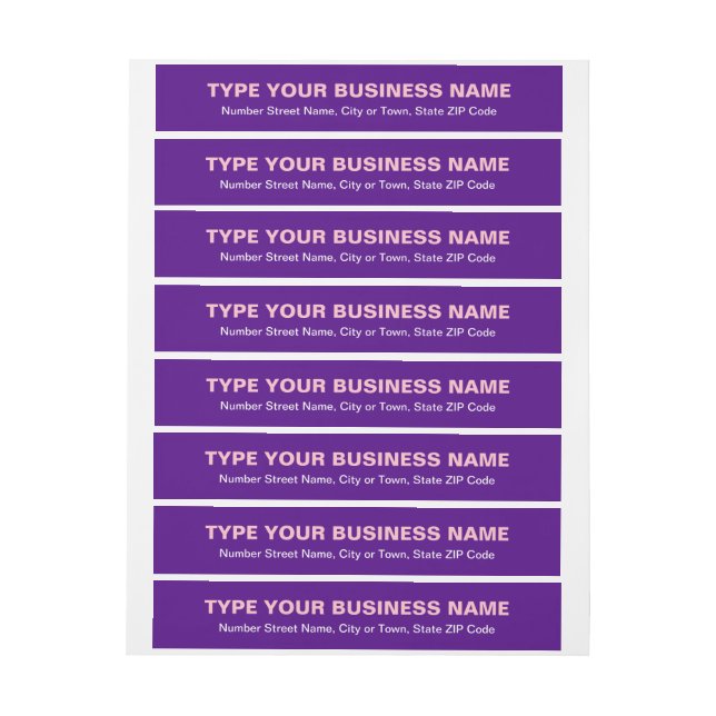 Bande Pour Adresse De Retour Textes simples Purple Entreprise Adresse de retour (Feuille)