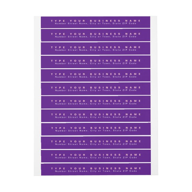 Bande Pour Adresse De Retour Textes simples Purple Entreprise Retour Adresse Sl (Feuille)