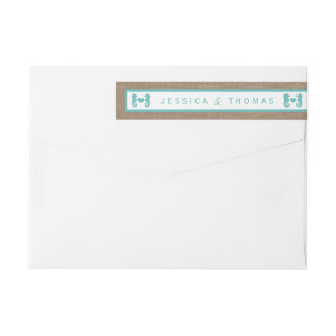 Bande Pour Adresse De Retour Turquoise Seahorse Burlap Beach Wedding Collection
