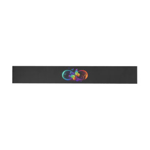 Bande Pour Adresse De Retour Vibrant infinity with rainbow butterfly on black