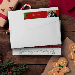Bande Pour Adresse De Retour Winter Greens Red Family Photo Noël