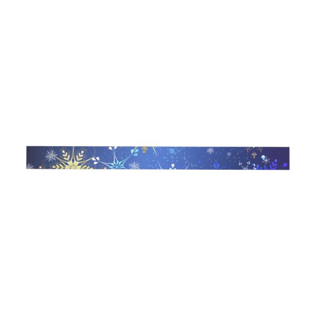 Bande Pour Adresse De Retour XMAS Blue Background with Golden Snowflakes (Individual)