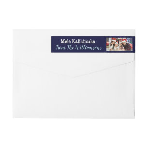 Bande Pour Adresse De Retour Your Photo Blue Mele Kalikimaka Return Address