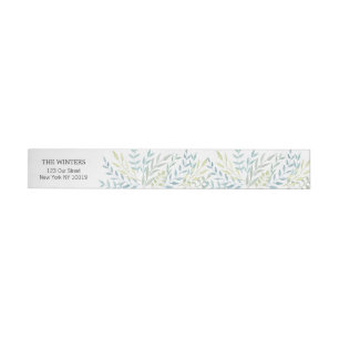 Bande Pour Adresse Feuilles aquarelle en Mariage teintes vertes